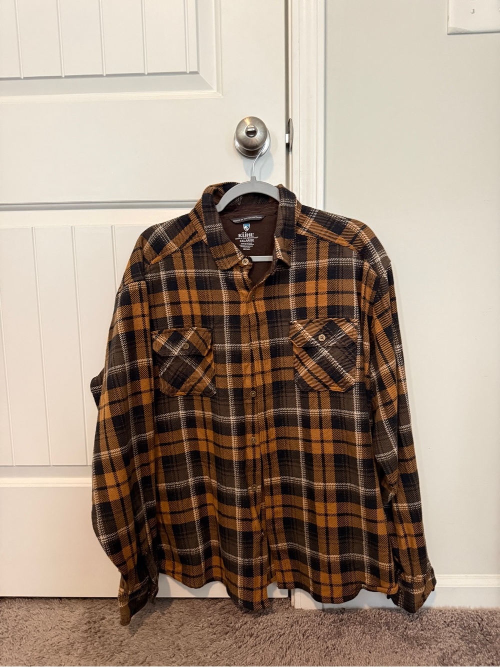 Kuhl Men’s Brown and Black Plaid Button-Up Shirt
